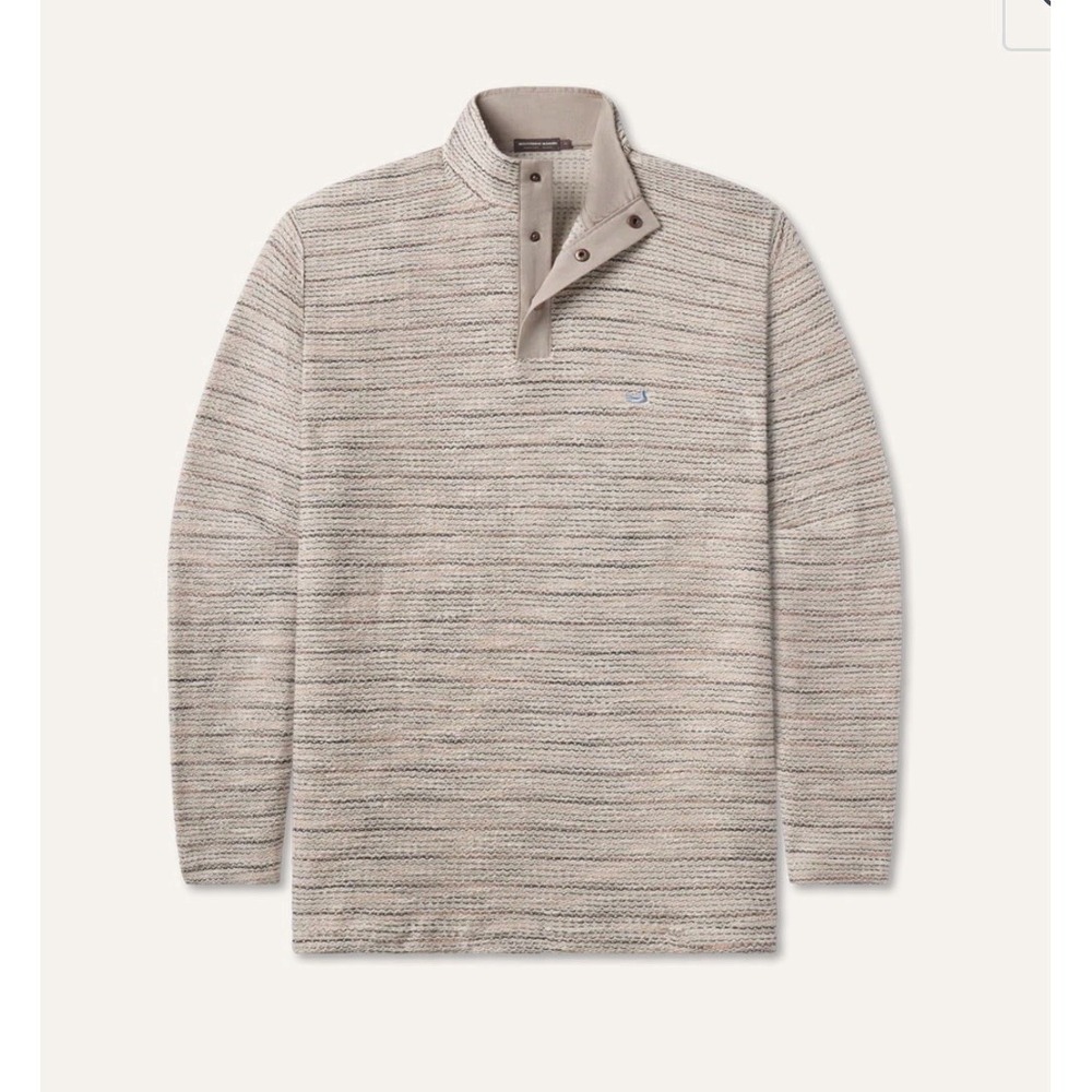 Southern Marsh Pullover Sweater Mens L Snap‎ Collar Coastal Preppy Knit Pockets